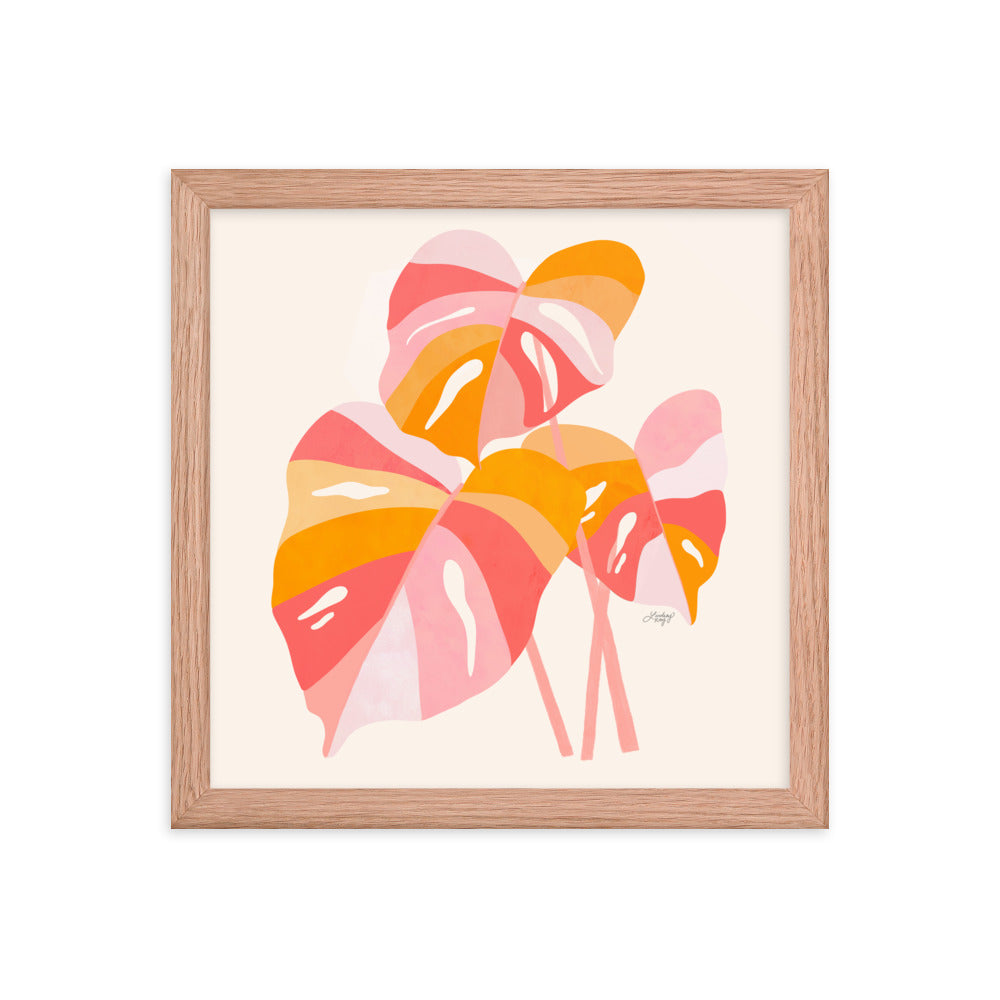 Monstera Plant (Warm Palette) - Impression mate encadrée