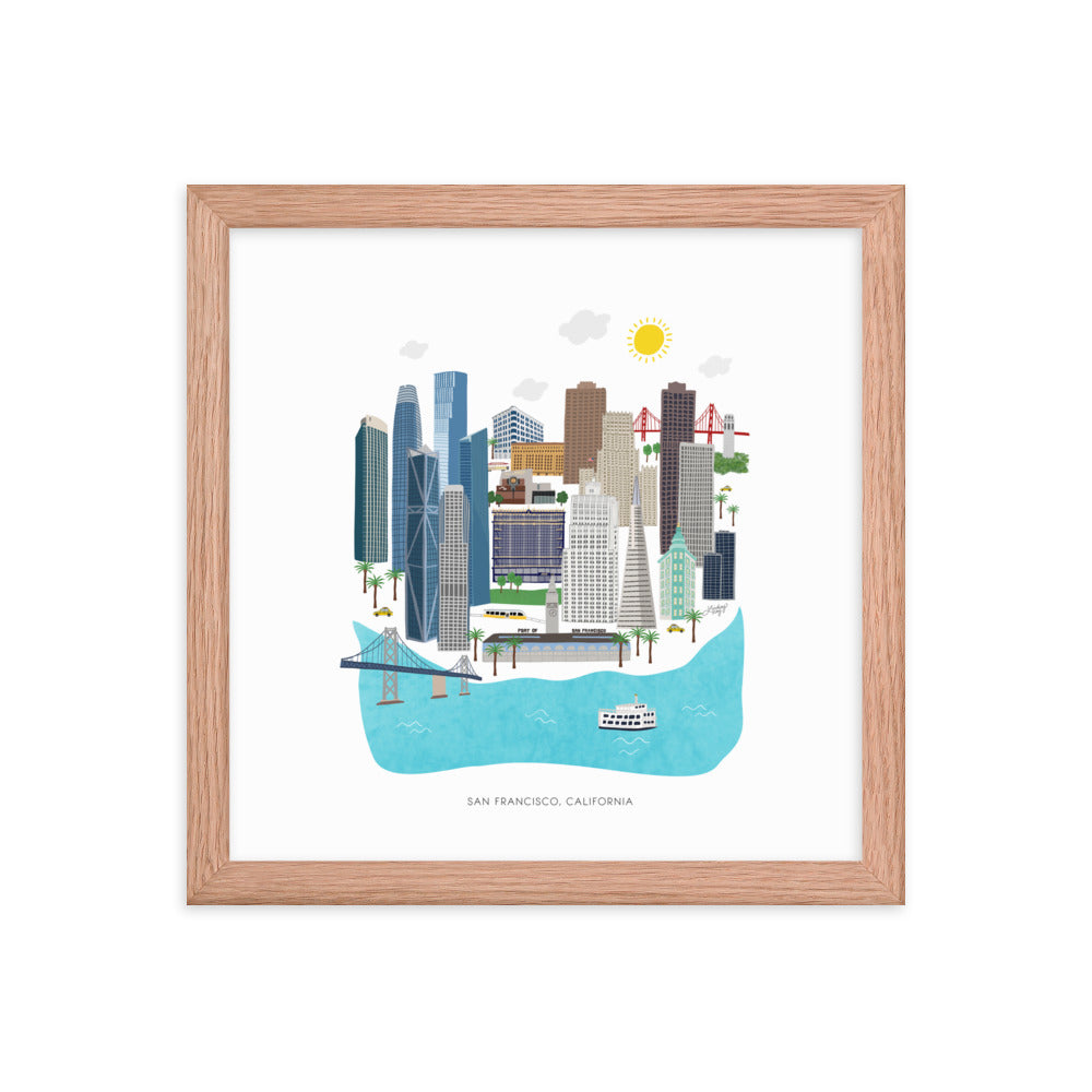 Illustration de San Francisco - Impression mate encadrée