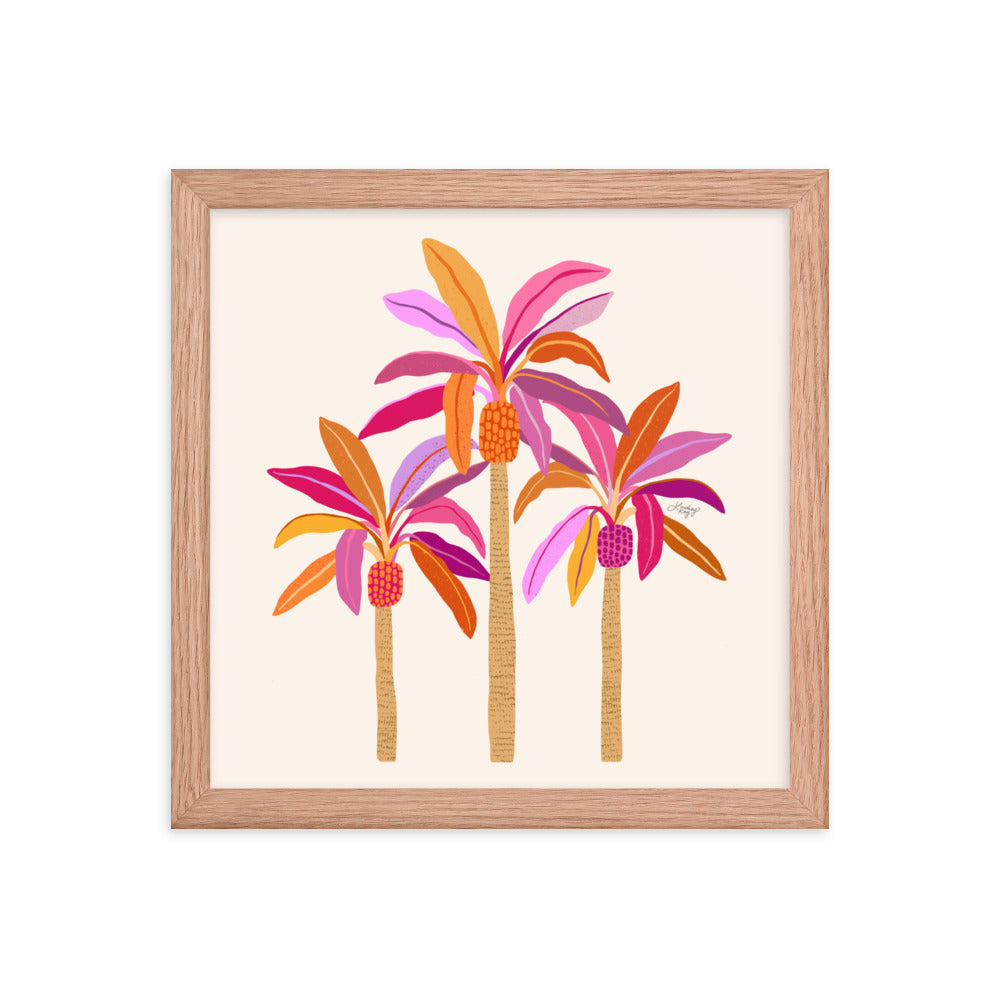 Palm Trees Illustration (Warm Palette) - Framed Matte Print