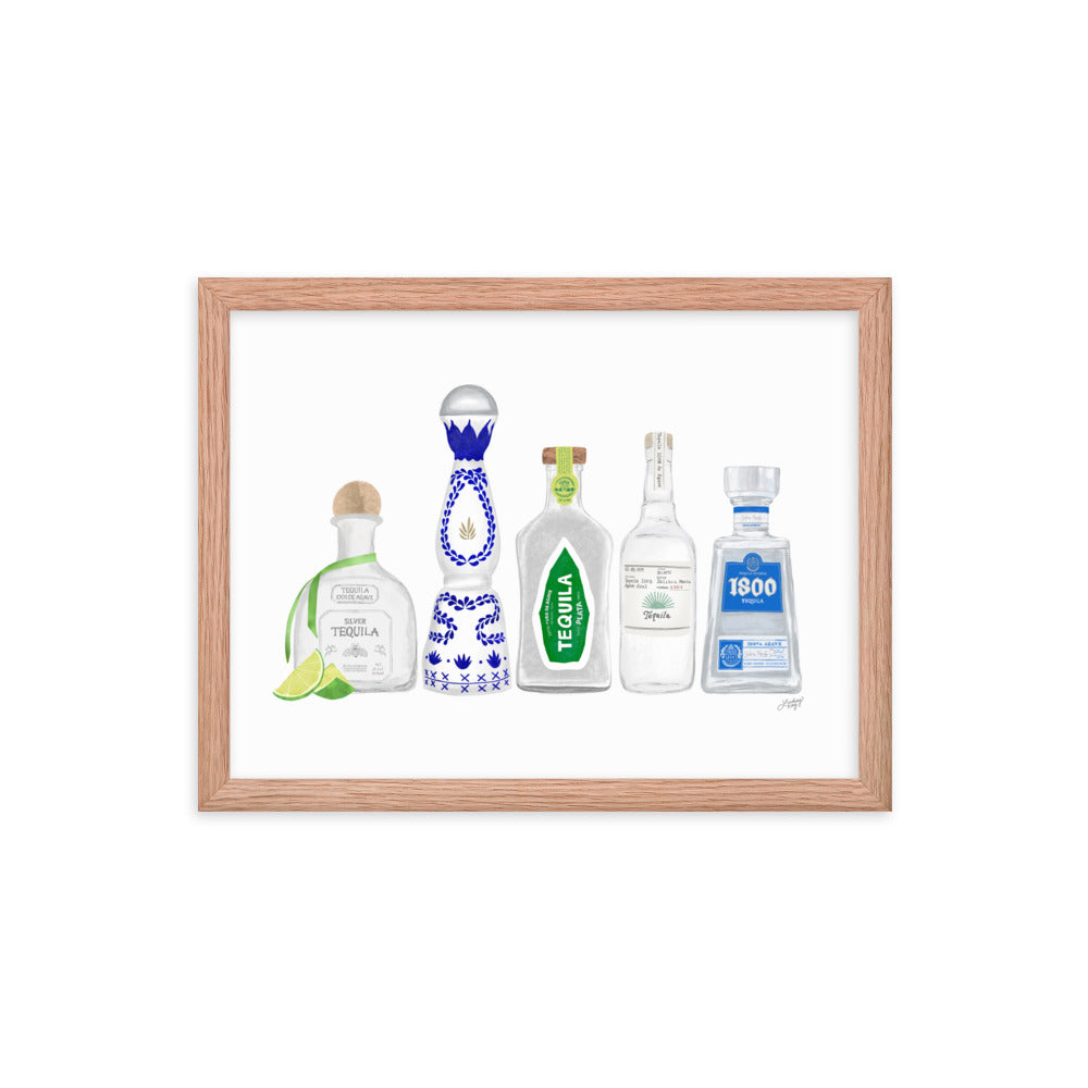 Illustration de bouteilles de tequila - Impression mate encadrée