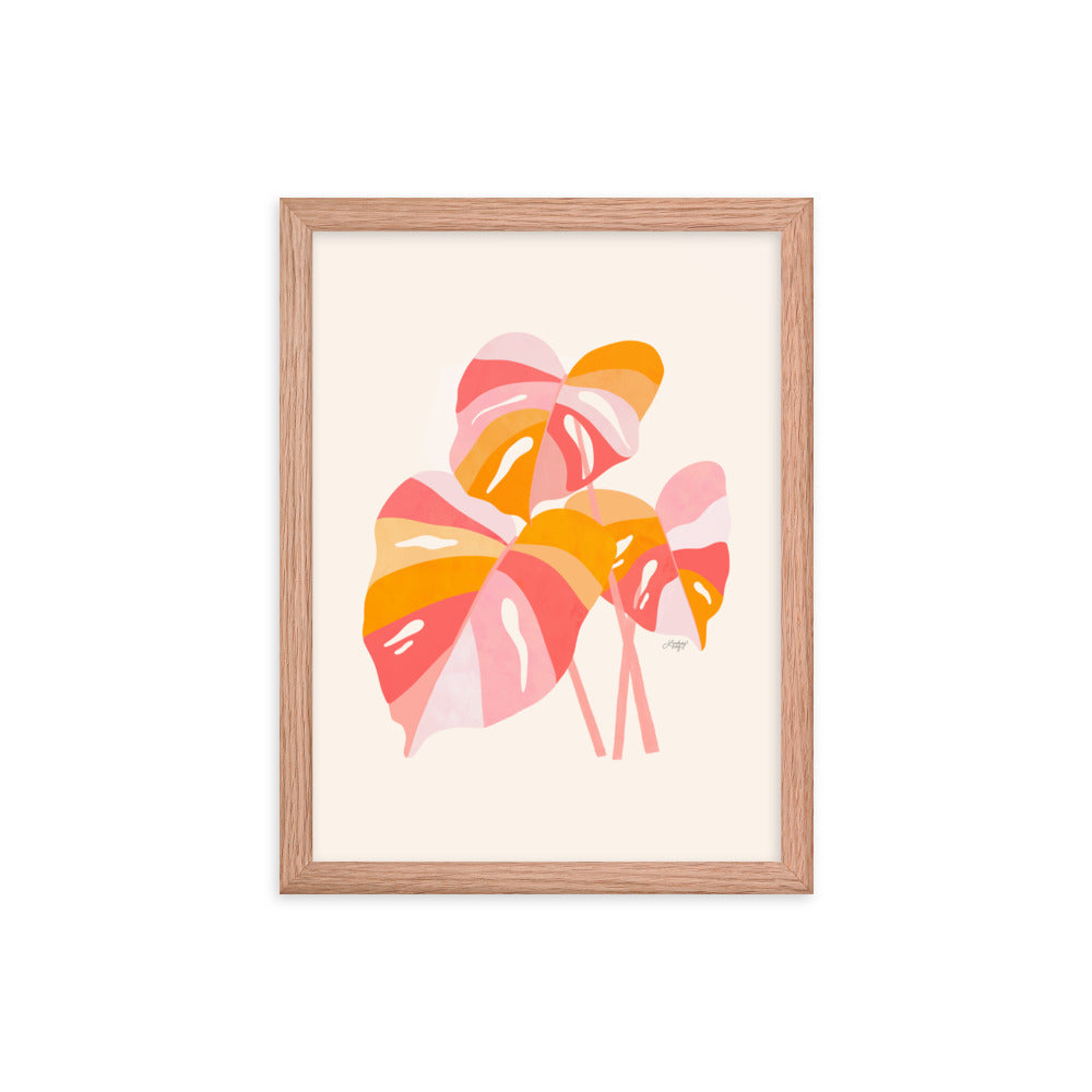 Monstera Plant (Warm Palette) - Impression mate encadrée