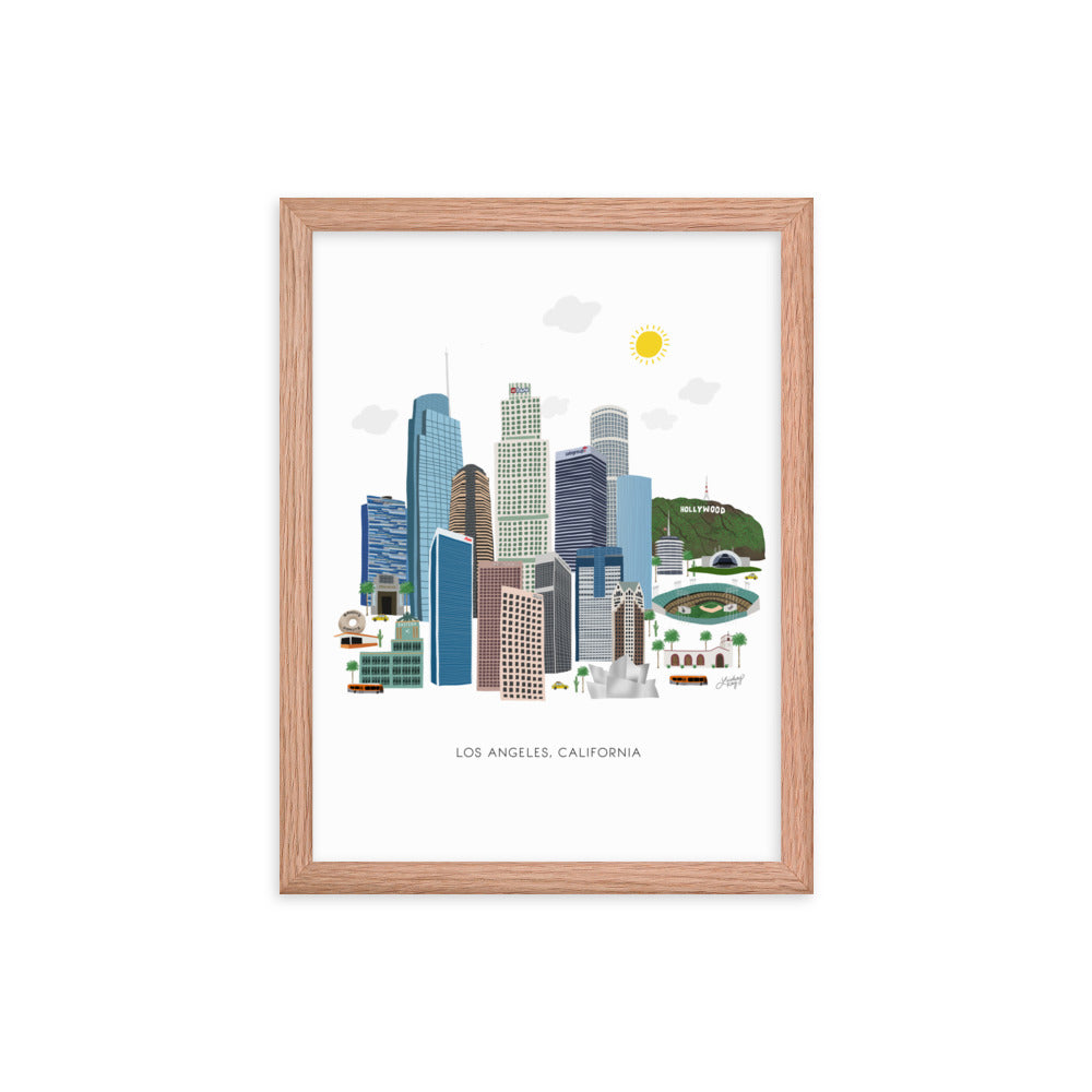 Ilustración de Los Ángeles - Impresión mate enmarcada