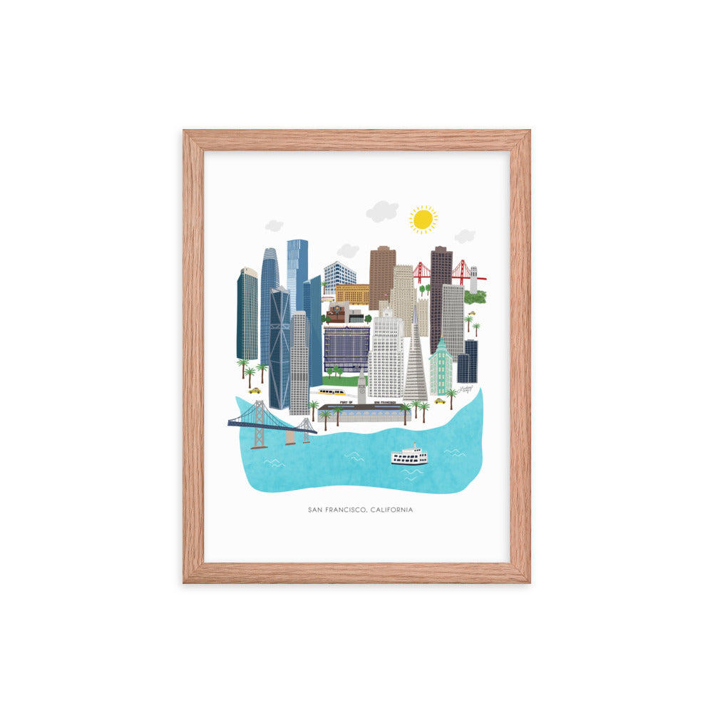 Illustration de San Francisco - Impression mate encadrée