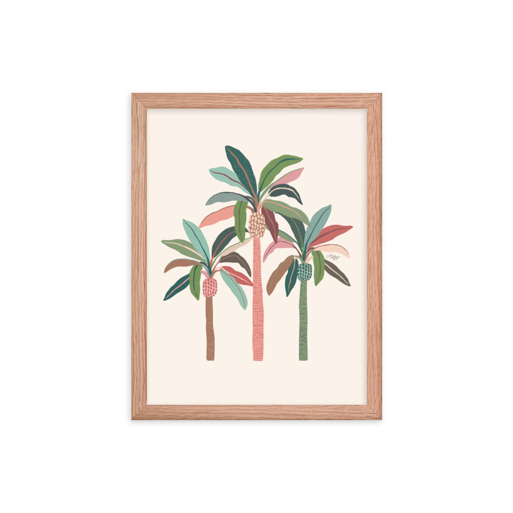 Illustration de palmiers (palette neutre) - Impression mate encadrée
