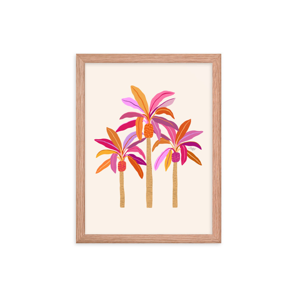Palm Trees Illustration (Warm Palette) - Framed Matte Print