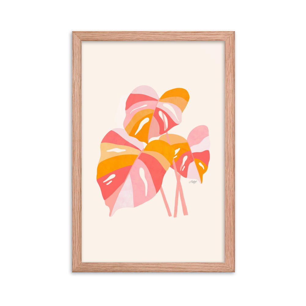 Monstera Plant (Warm Palette) - Impression mate encadrée