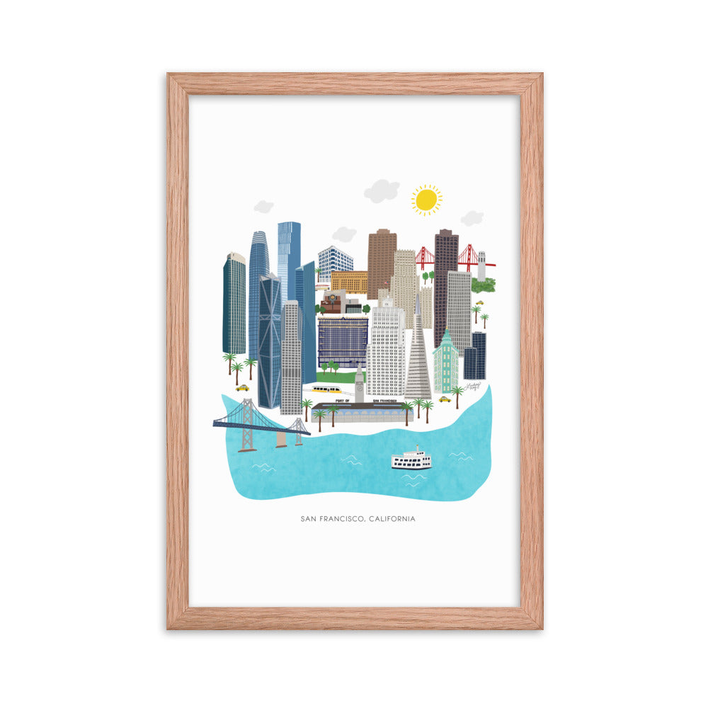 Illustration de San Francisco - Impression mate encadrée