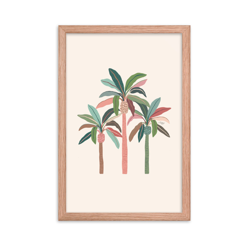 Illustration de palmiers (palette neutre) - Impression mate encadrée