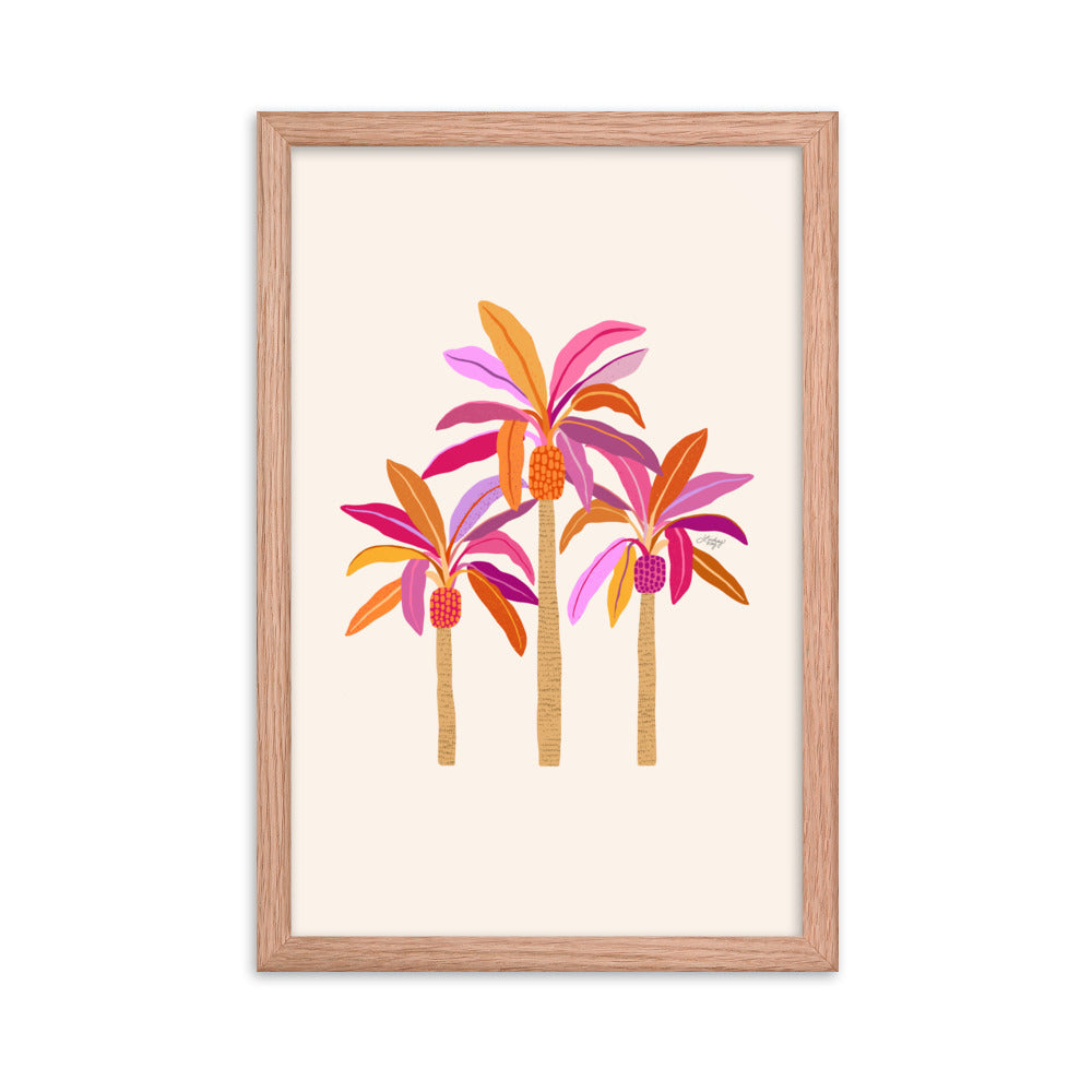 Palm Trees Illustration (Warm Palette) - Framed Matte Print