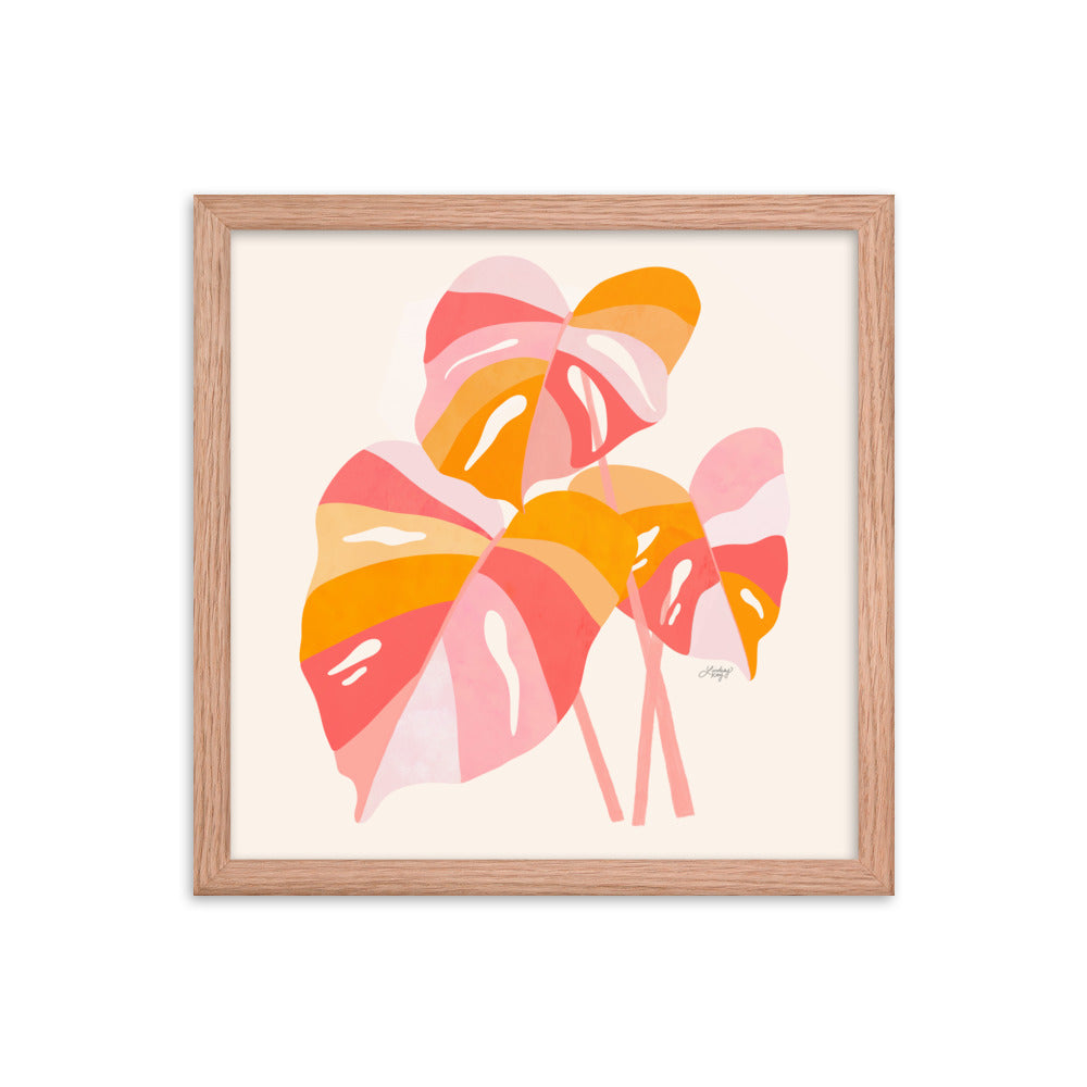 Monstera Plant (Warm Palette) - Impression mate encadrée