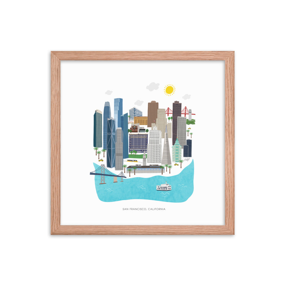 Illustration de San Francisco - Impression mate encadrée