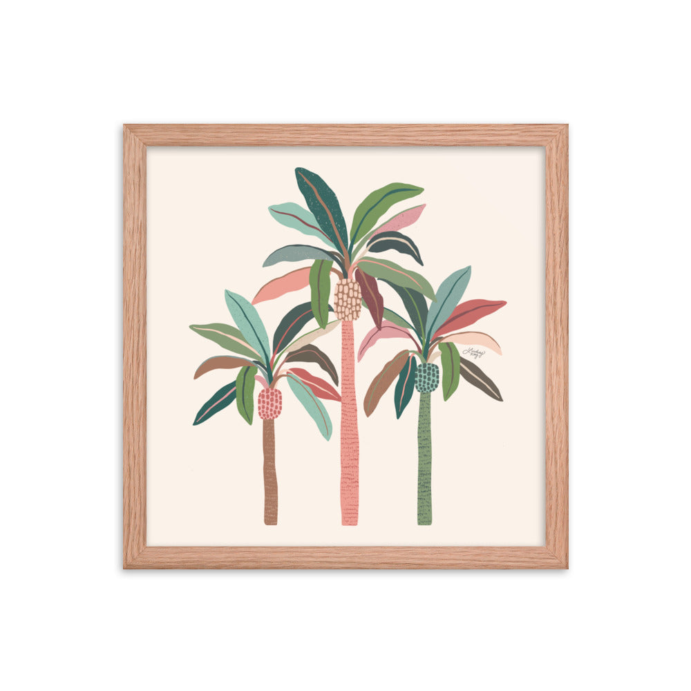 Illustration de palmiers (palette neutre) - Impression mate encadrée