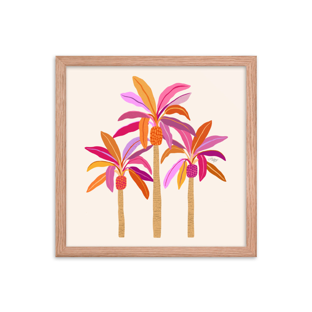 Palm Trees Illustration (Warm Palette) - Framed Matte Print