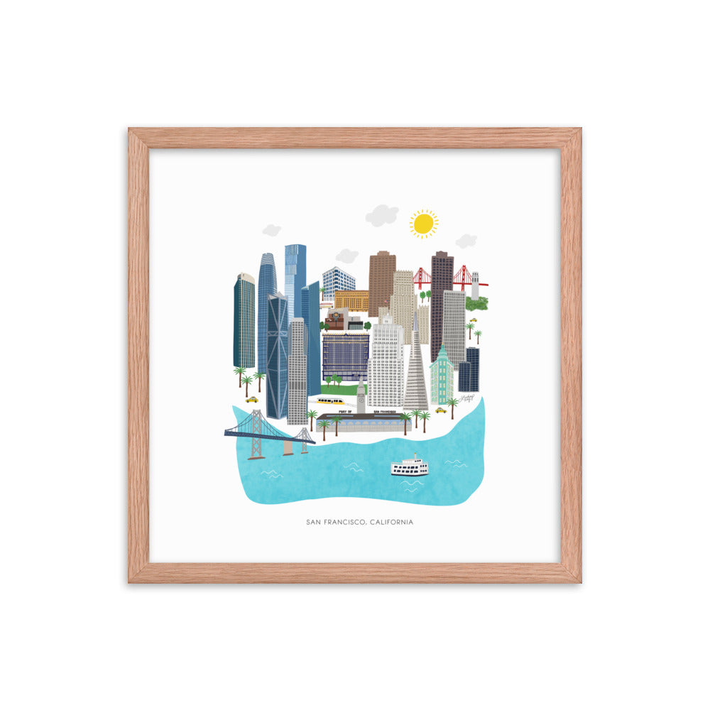 Illustration de San Francisco - Impression mate encadrée
