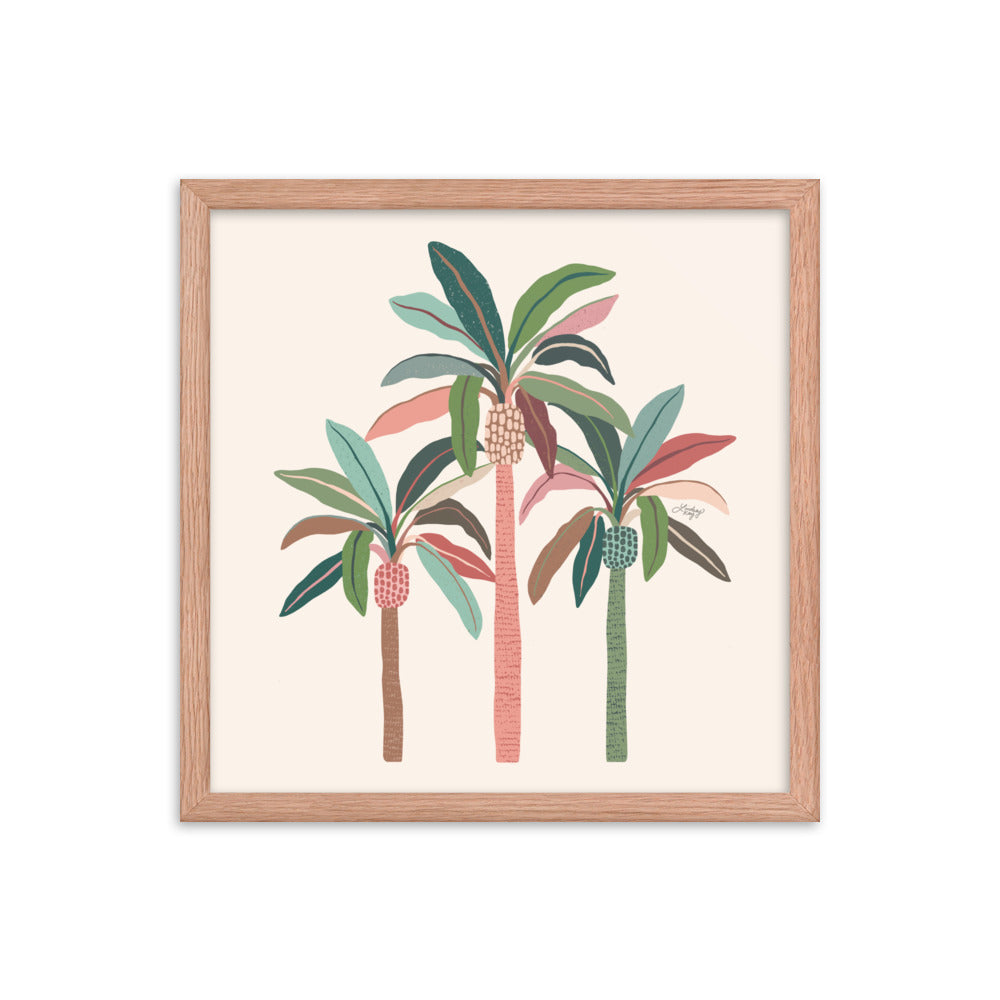 Illustration de palmiers (palette neutre) - Impression mate encadrée