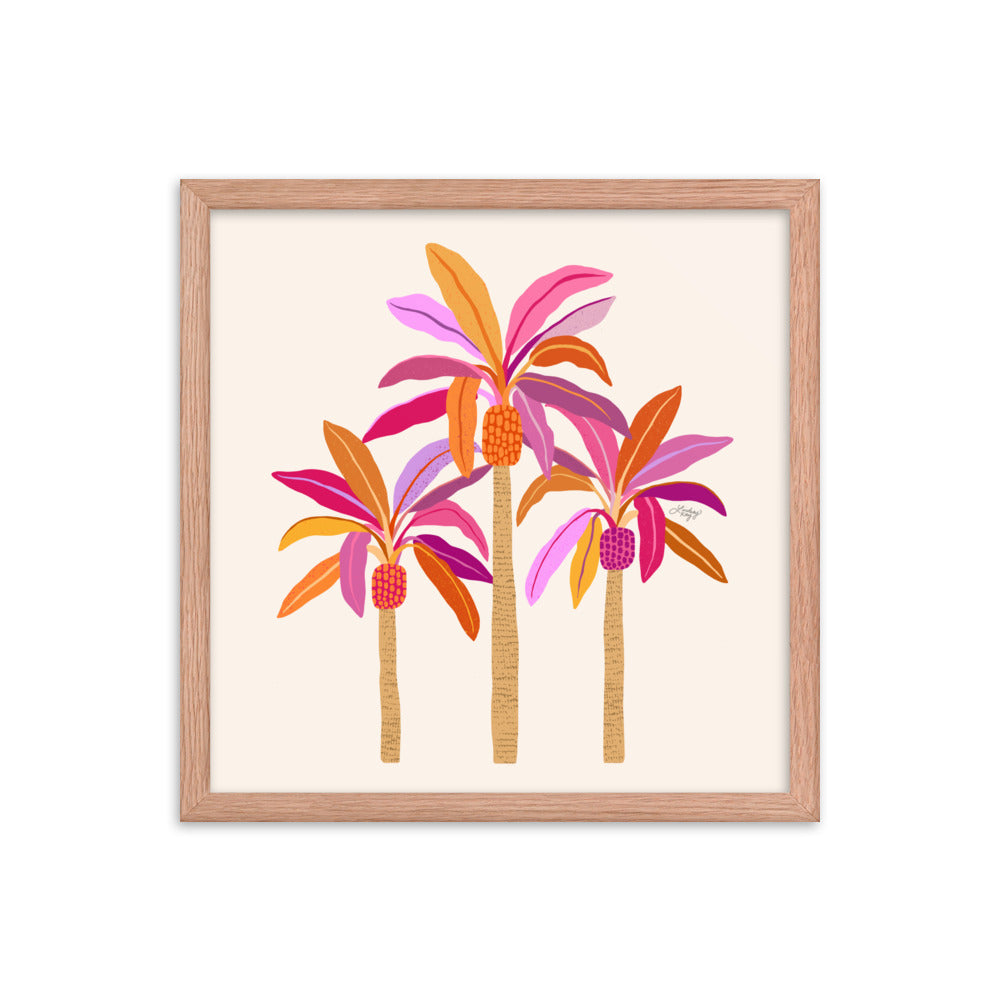 Palm Trees Illustration (Warm Palette) - Framed Matte Print