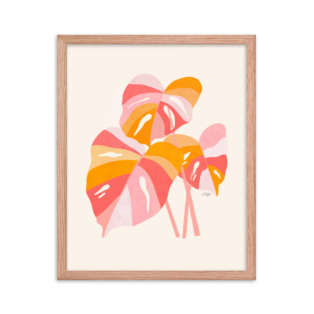 Monstera Plant (Warm Palette) - Impression mate encadrée