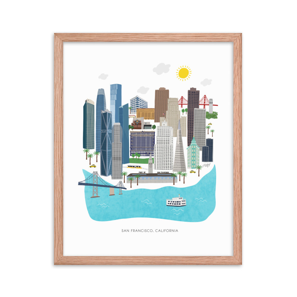 Illustration de San Francisco - Impression mate encadrée