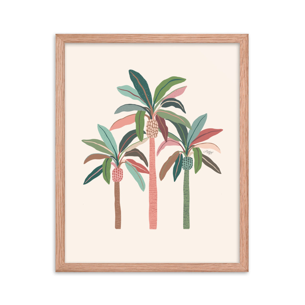 Illustration de palmiers (palette neutre) - Impression mate encadrée