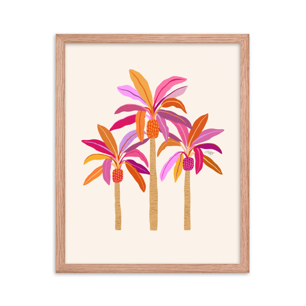 Palm Trees Illustration (Warm Palette) - Framed Matte Print