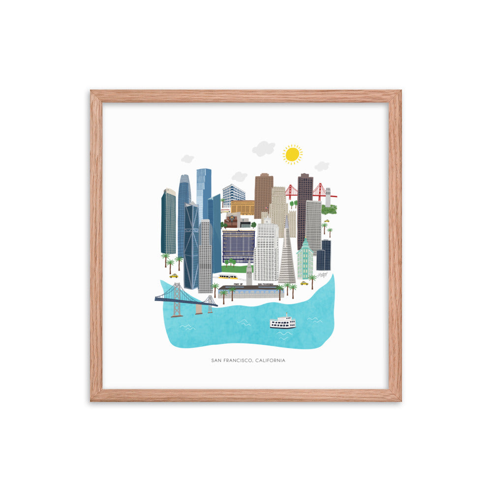 Illustration de San Francisco - Impression mate encadrée