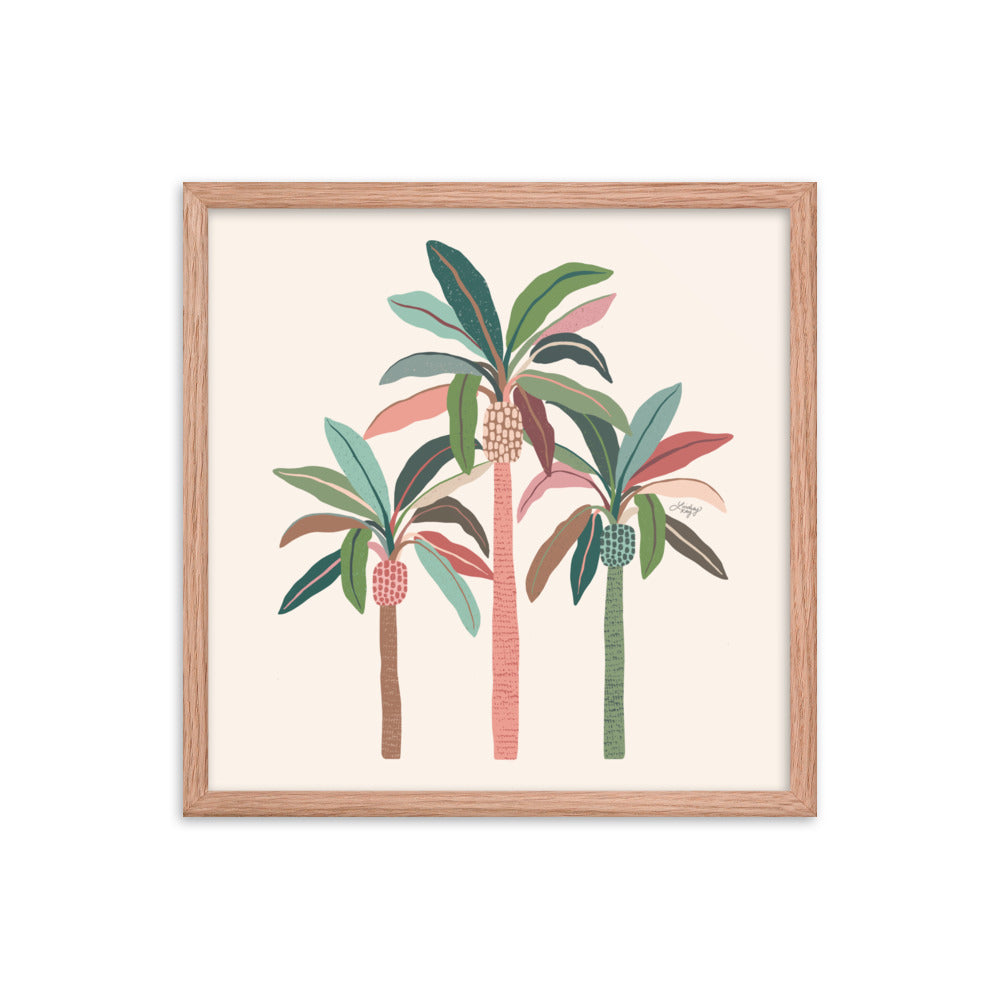 Illustration de palmiers (palette neutre) - Impression mate encadrée
