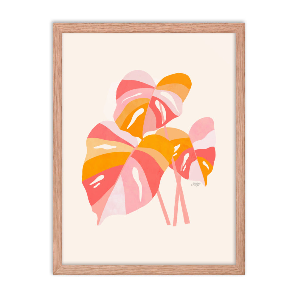 Monstera Plant (Warm Palette) - Impression mate encadrée