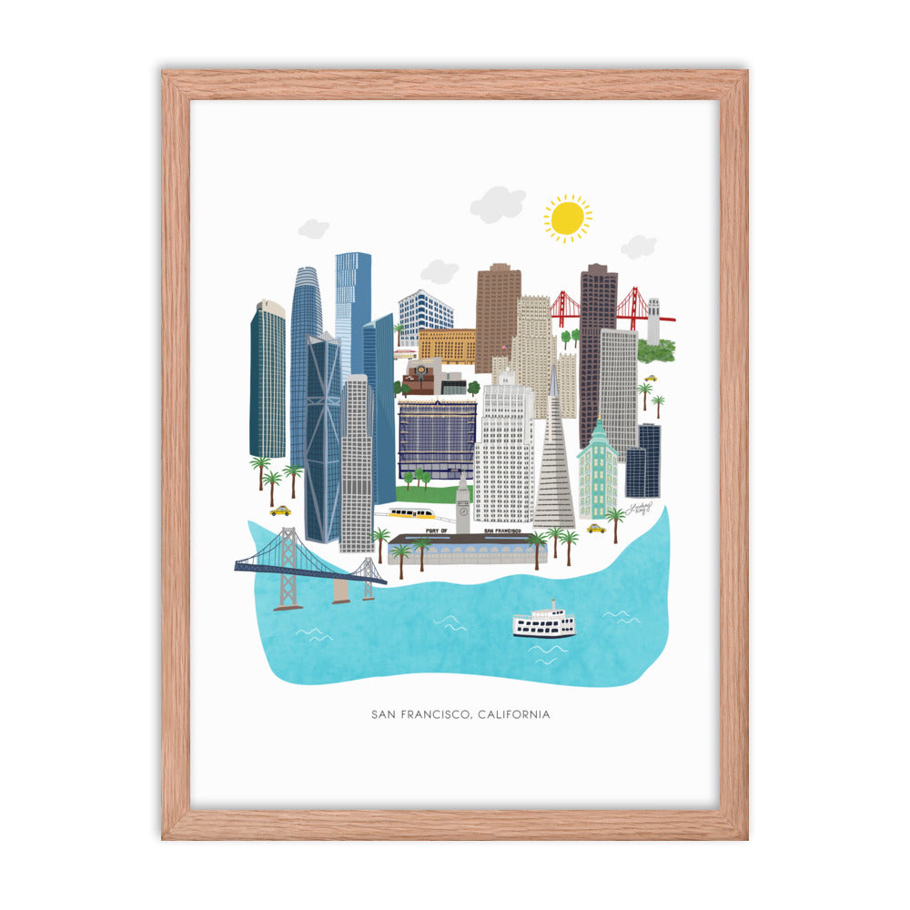 Illustration de San Francisco - Impression mate encadrée