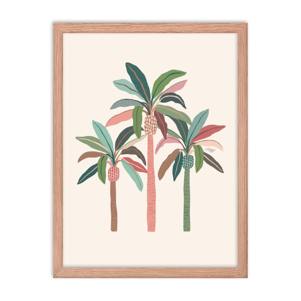 Illustration de palmiers (palette neutre) - Impression mate encadrée