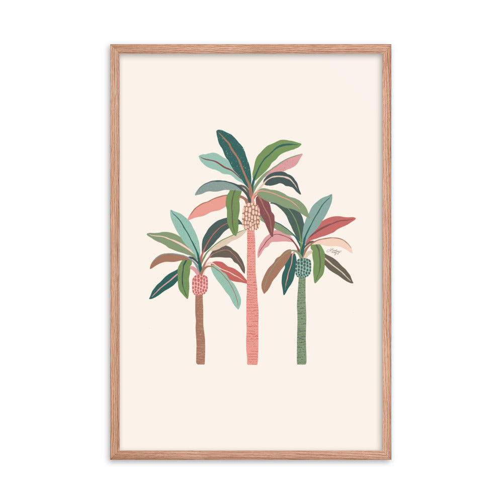Illustration de palmiers (palette neutre) - Impression mate encadrée