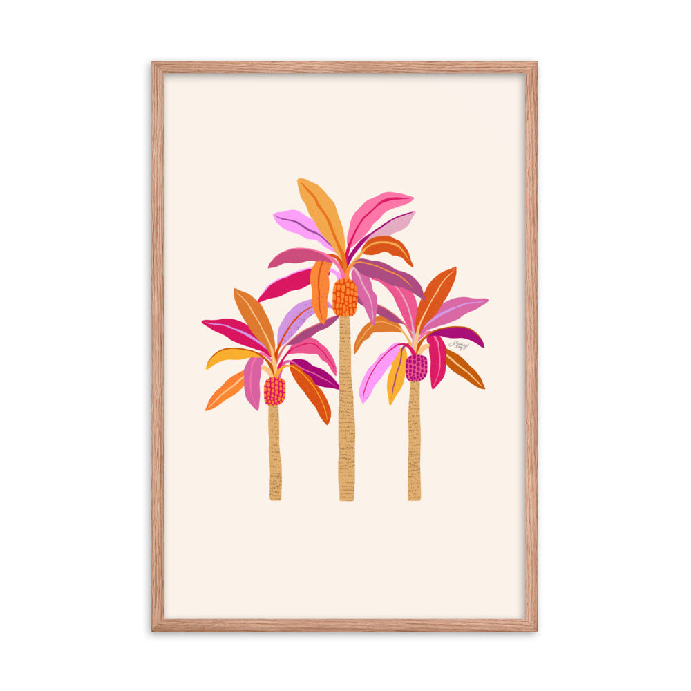 Palm Trees Illustration (Warm Palette) - Framed Matte Print