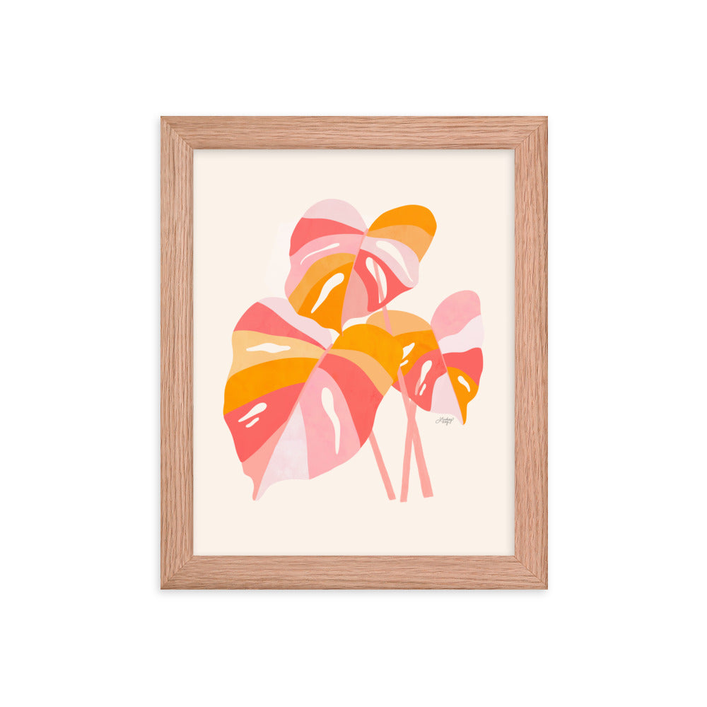 Monstera Plant (Warm Palette) - Impression mate encadrée