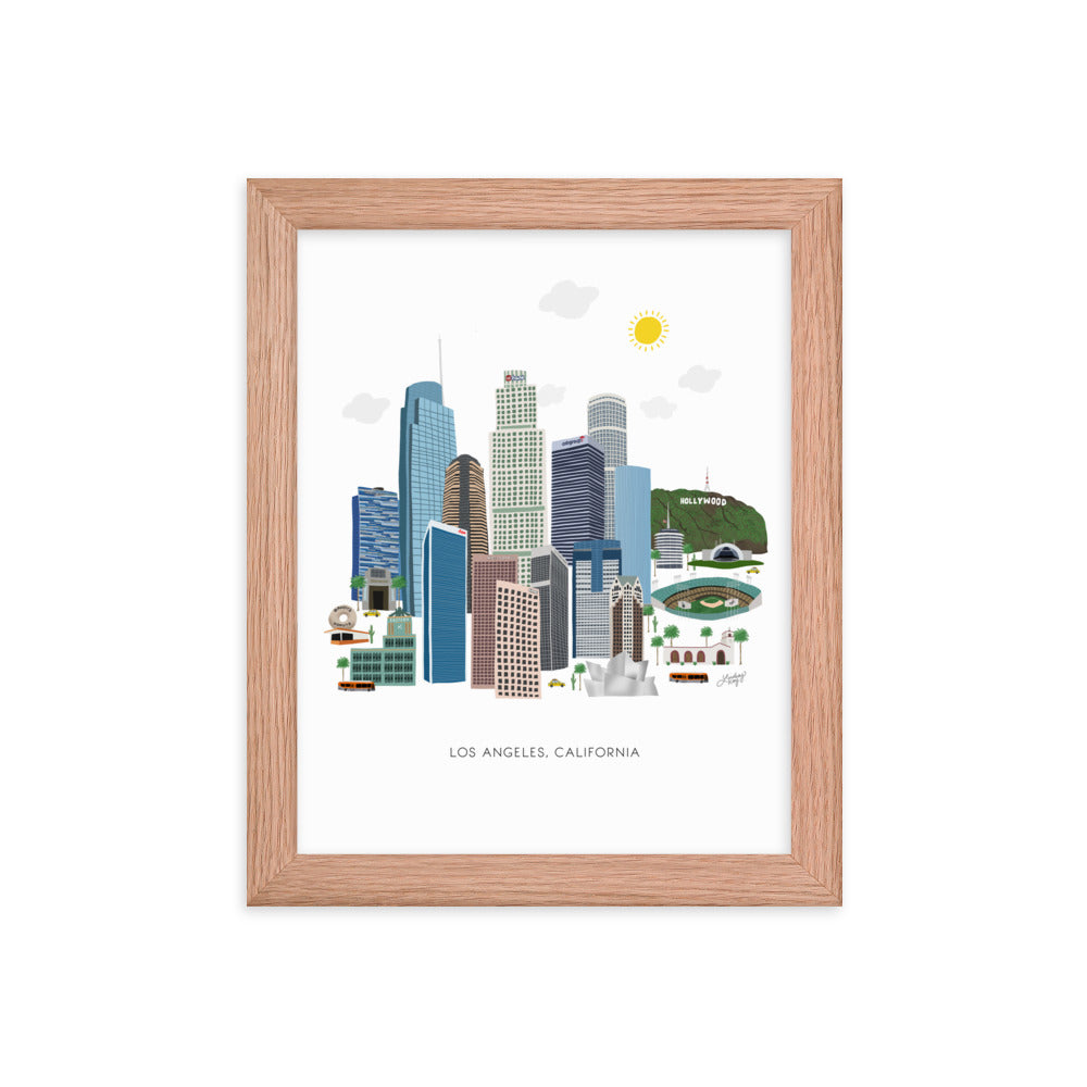 Ilustración de Los Ángeles - Impresión mate enmarcada