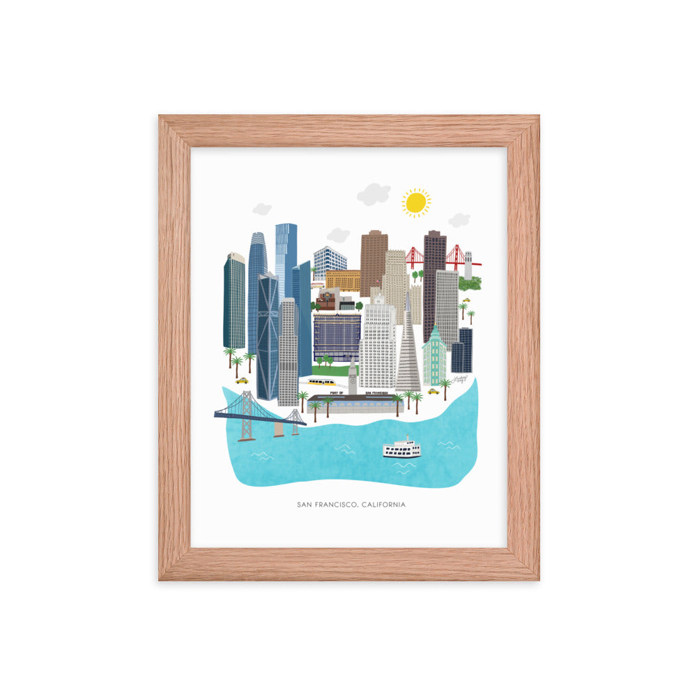 Illustration de San Francisco - Impression mate encadrée
