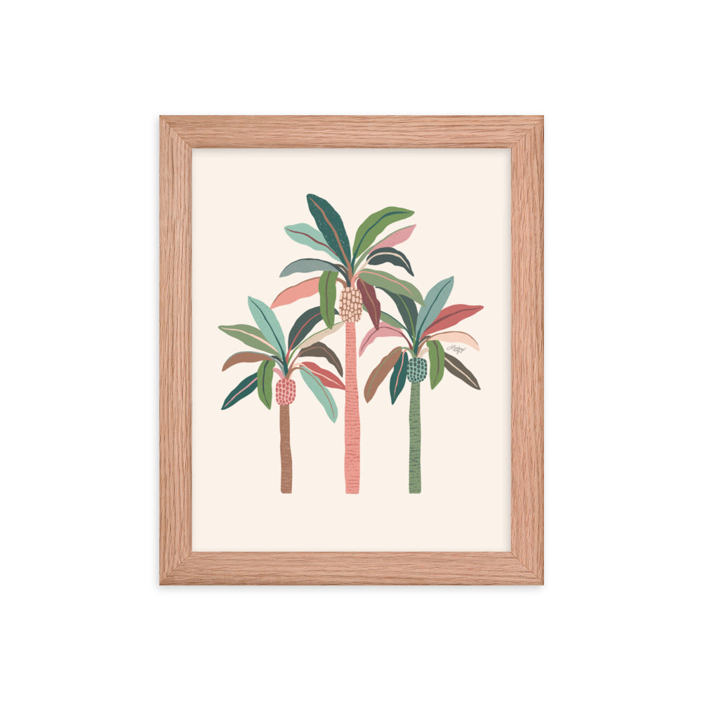 Illustration de palmiers (palette neutre) - Impression mate encadrée