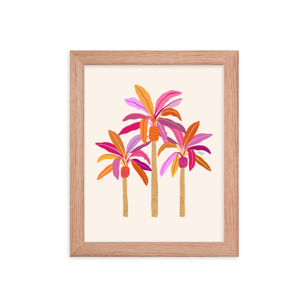 Palm Trees Illustration (Warm Palette) - Framed Matte Print