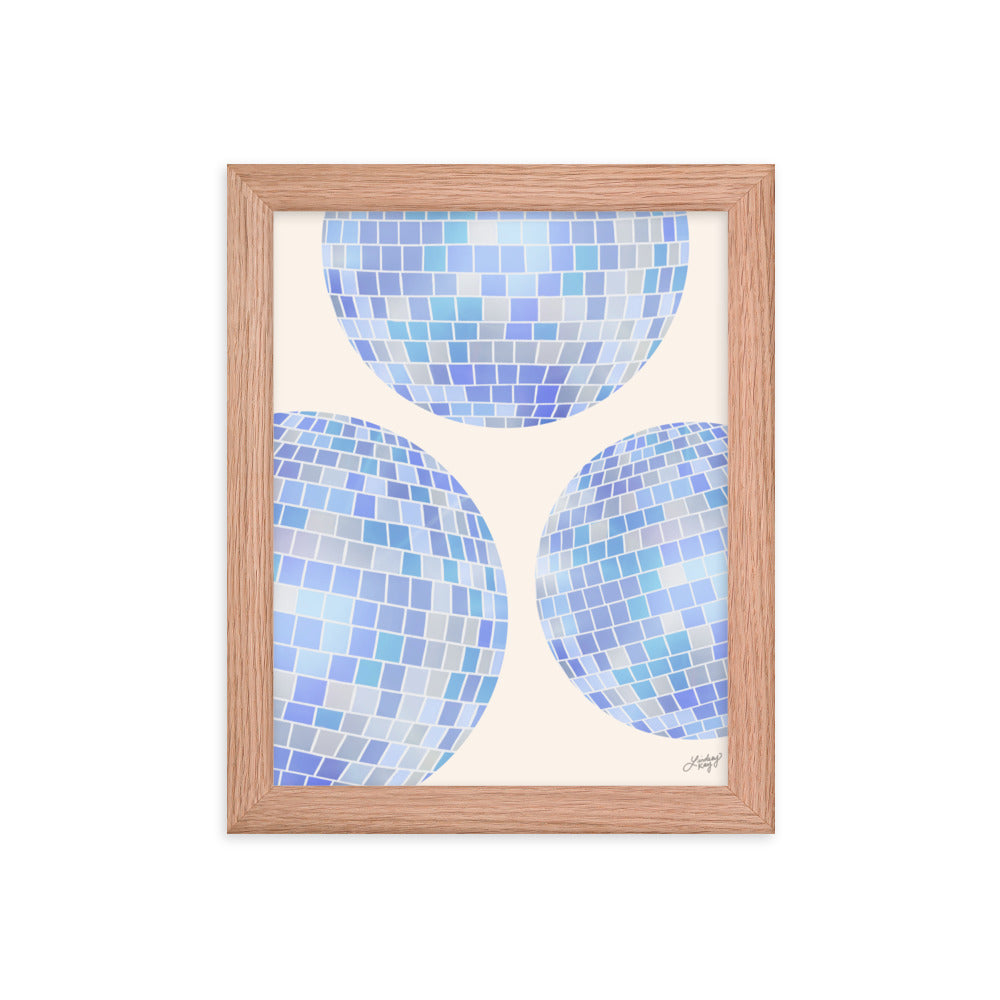 Illustration de boules disco (palette bleue) - Impression mate encadrée