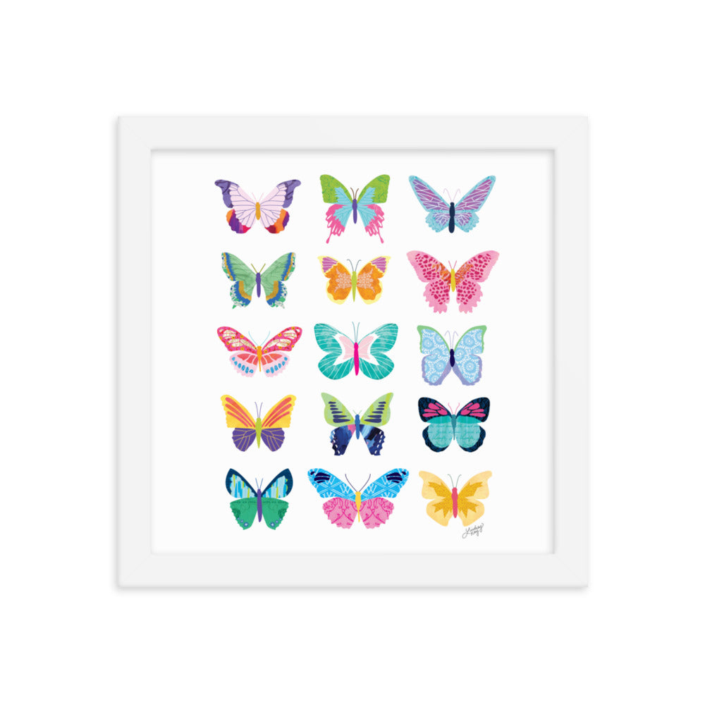 Colorful Butterflies Collage - Framed Matte Print - Lindsey Kay Collective