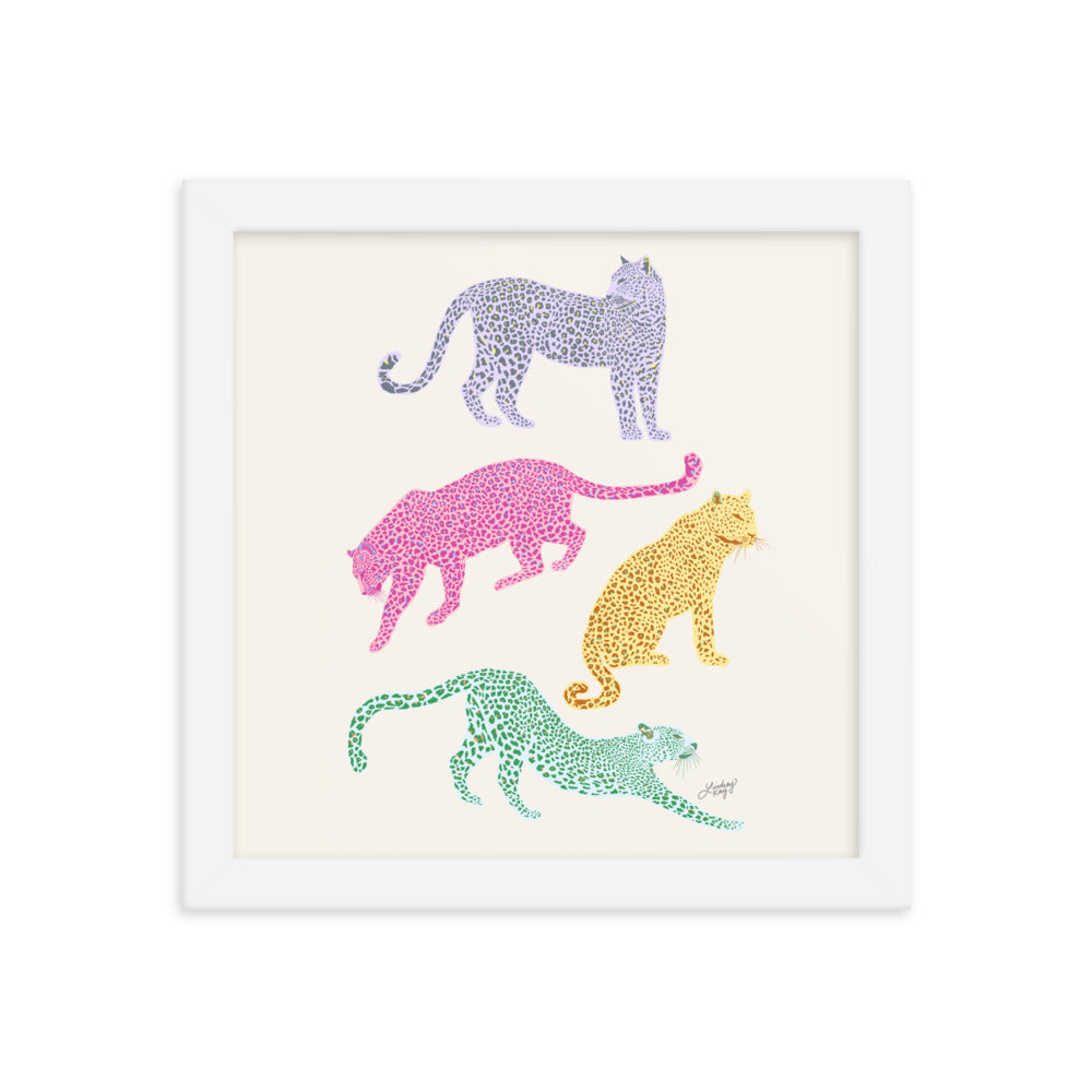 Colorful Leopards - Framed Matte Print