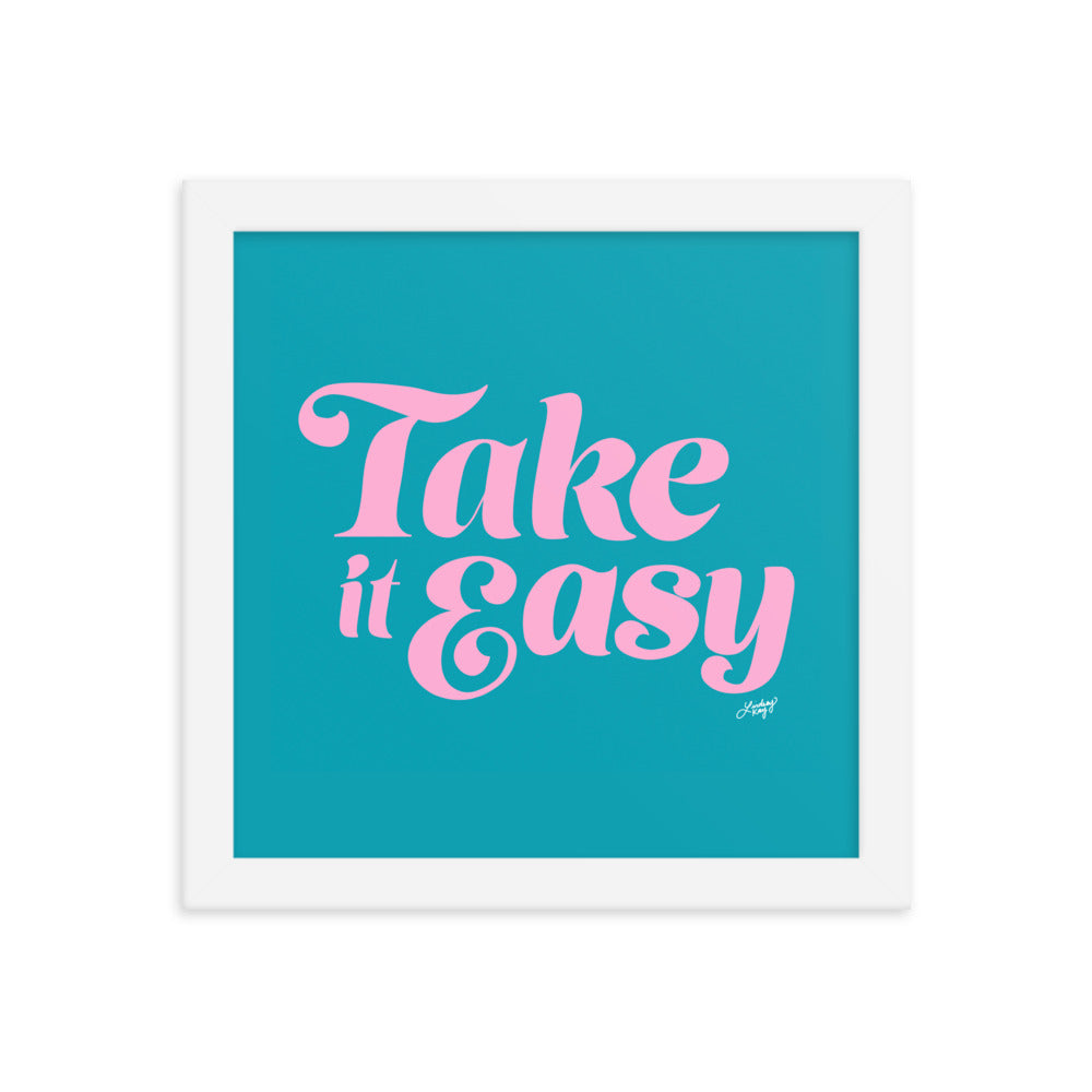 Take it Easy (Pink/Blue Palette - Framed Matte Print - Lindsey Kay Collective