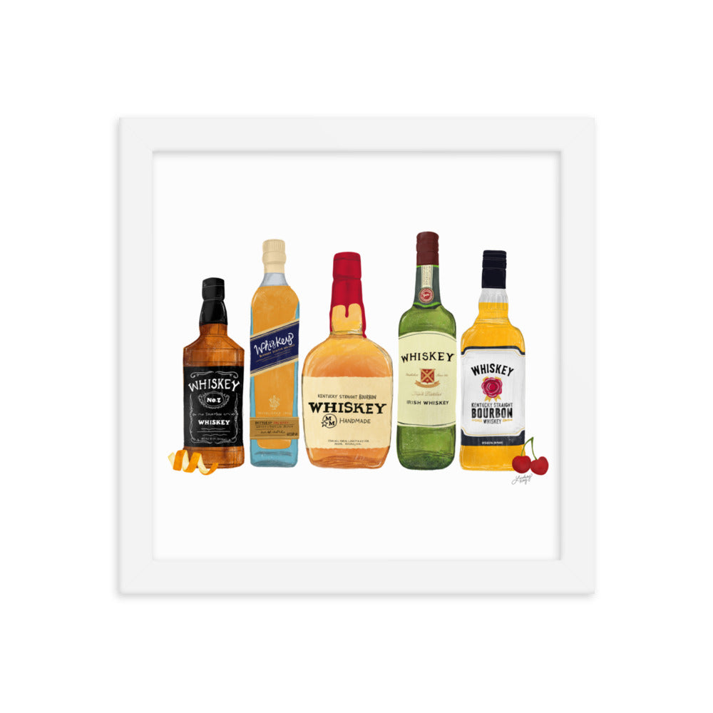Whiskey Bottlees - Framed Matte Print - Lindsey Kay Collective