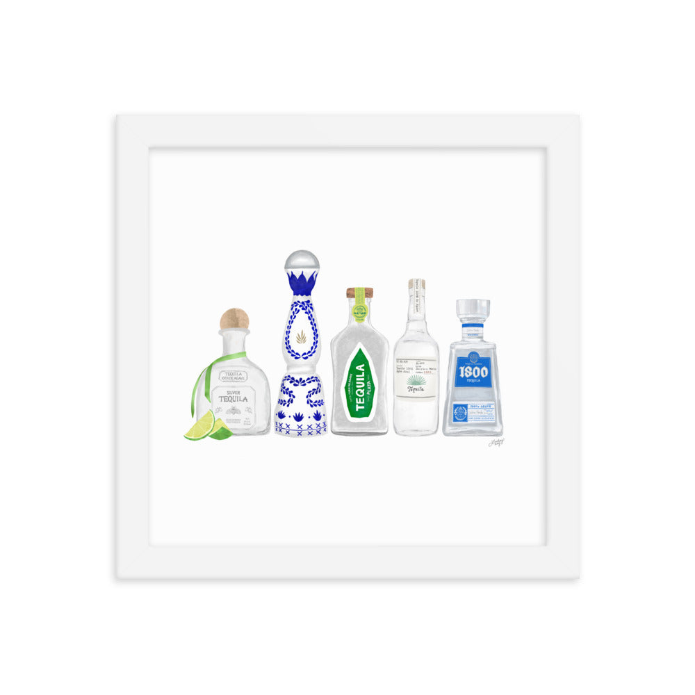 Illustration de bouteilles de tequila - Impression mate encadrée