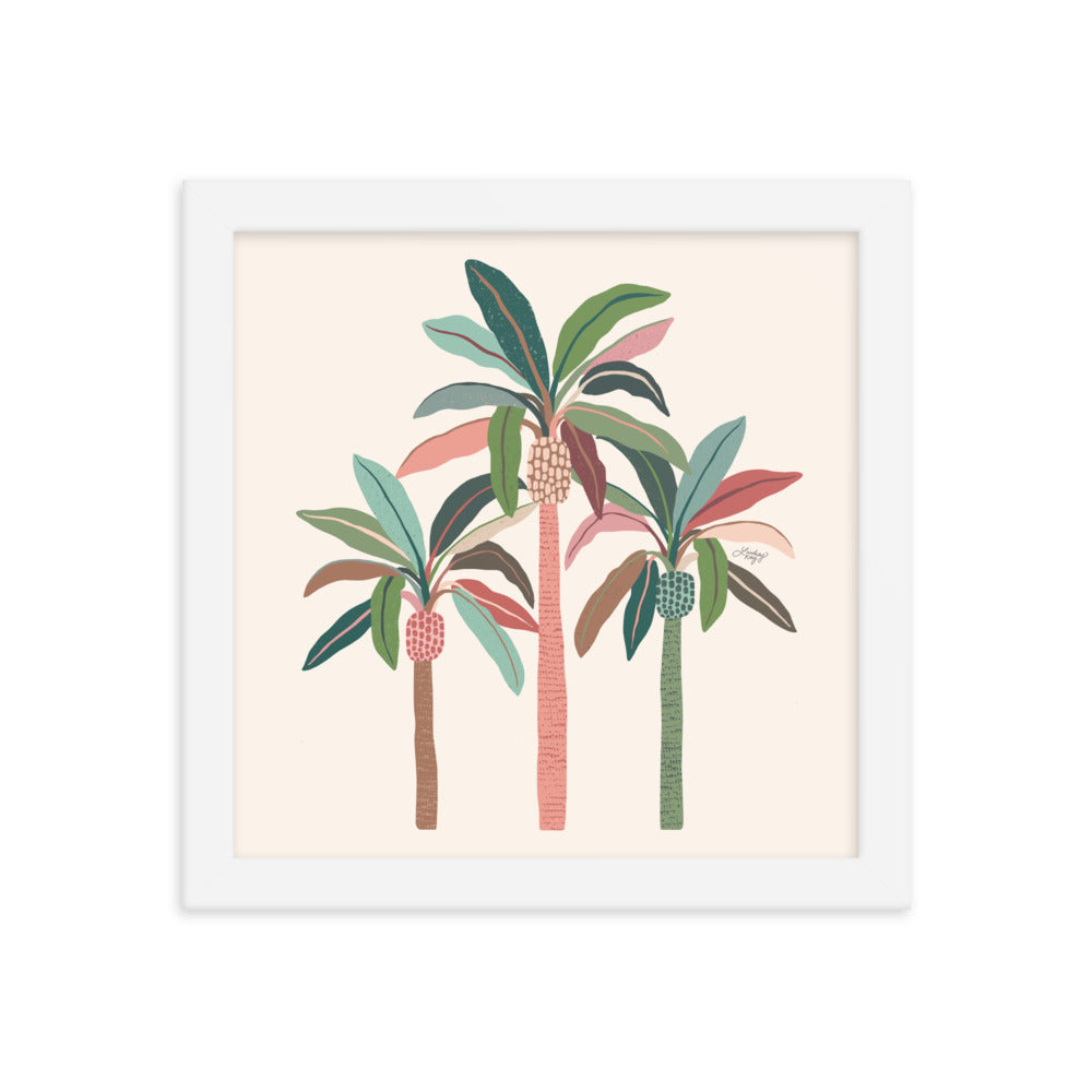 Illustration de palmiers (palette neutre) - Impression mate encadrée
