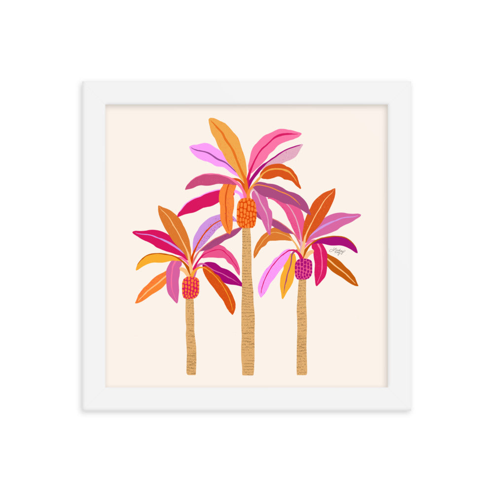 Palm Trees Illustration (Warm Palette) - Framed Matte Print