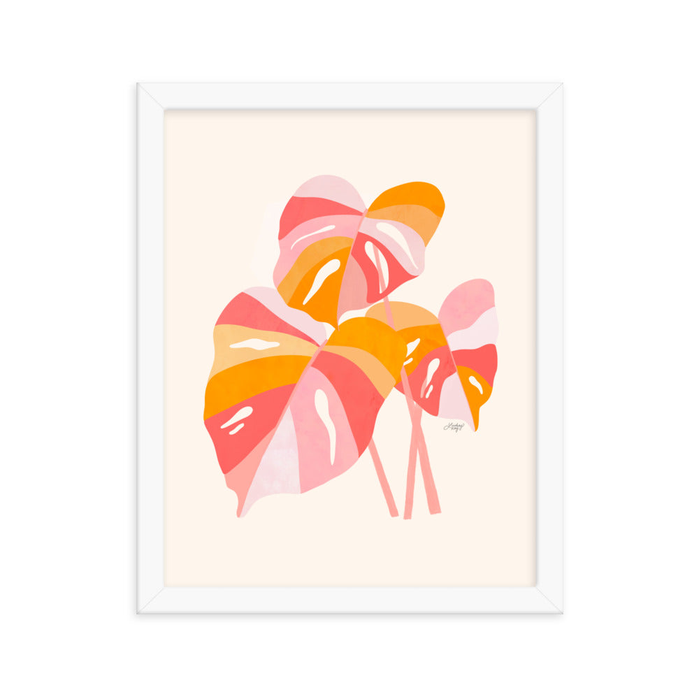 Monstera Plant (Warm Palette) - Impression mate encadrée