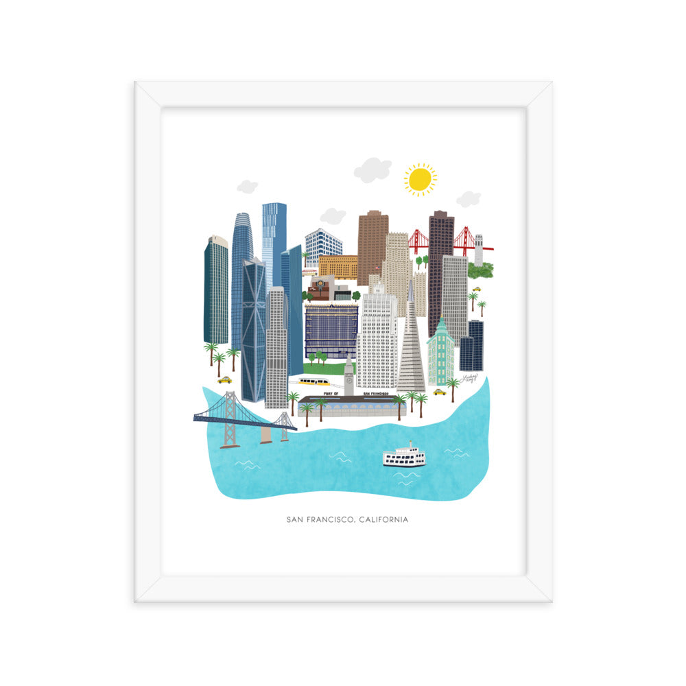 Illustration de San Francisco - Impression mate encadrée