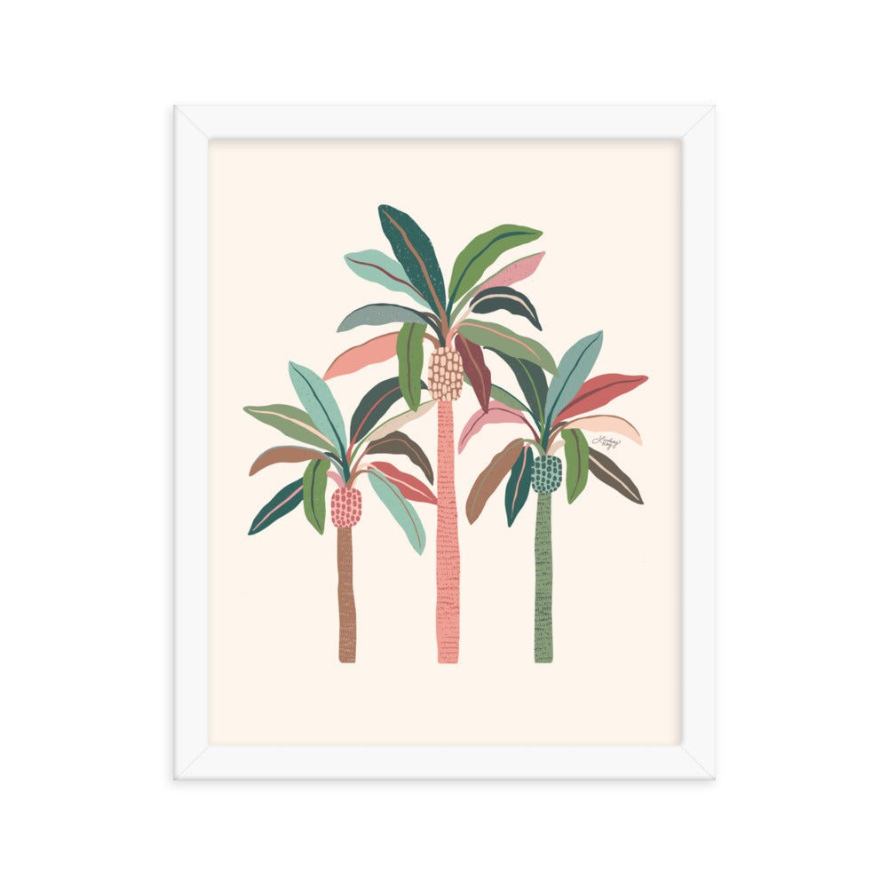 Illustration de palmiers (palette neutre) - Impression mate encadrée