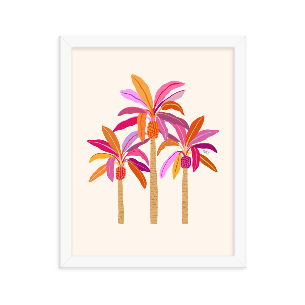 Palm Trees Illustration (Warm Palette) - Framed Matte Print