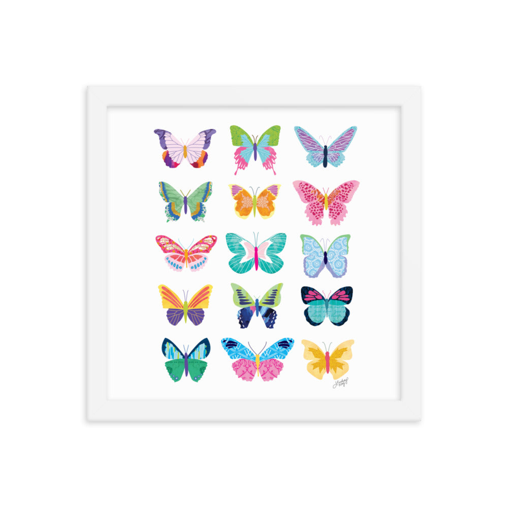 Colorful Butterflies Collage - Framed Matte Print - Lindsey Kay Collective