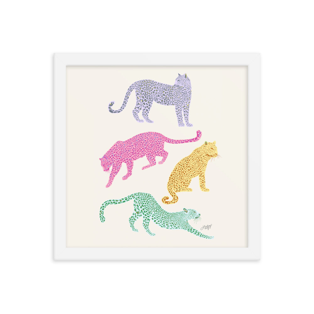 Colorful Leopards - Framed Matte Print